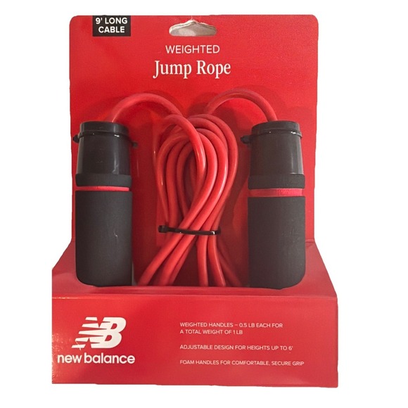 New Balance Shoes - New Balance Weighted Jump Rope Red 9ft Adjustable 1lb Foam Handles Cardio Gym
